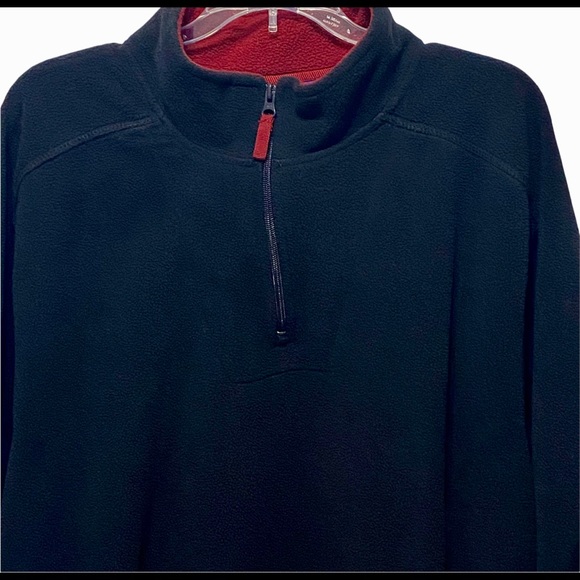 Basic Editions Men's Fleece Pullover Jacket Half Zip L Navy Blue Red Outerwear - Picture 2 of 8